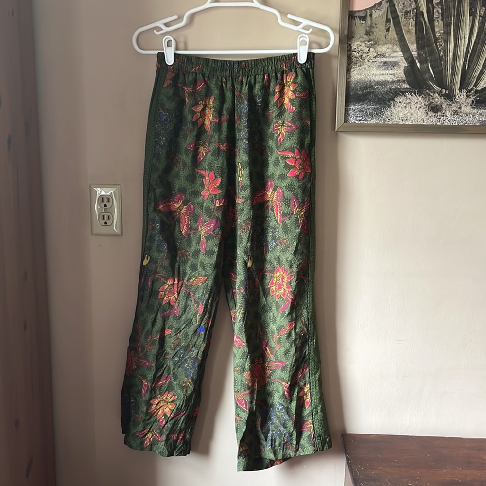 Anthropologie | Ett:Twa Boho “Schuyler” Green Floral Printed Pants Size XS - Picture 3 of 13